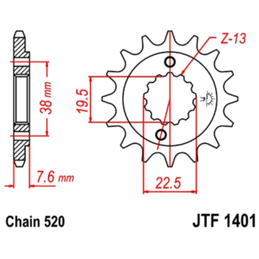 Ritzel 13Z Teilung 520 feinverzahnt Innendurchmesser 19. 5/22 passend für: Triton Supermoto, Baja, Reactor