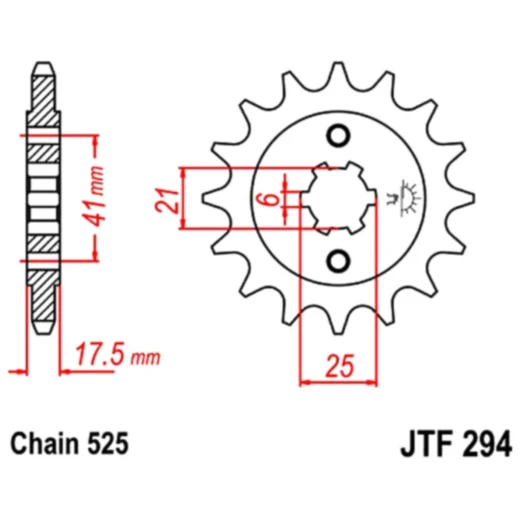 Ritzel 14Z Teilung 525 grobverzahnt 6 Innendurchmesser 21/25 passend für: Honda XBR, CBR, GB