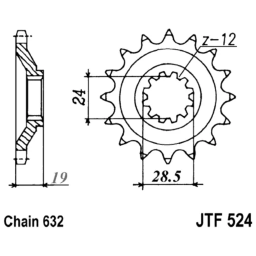 Ritzel 15Z Teilung 632 feinverzahnt Innendurchmesser 24/28. 5 passend für: Kawasaki GPZ