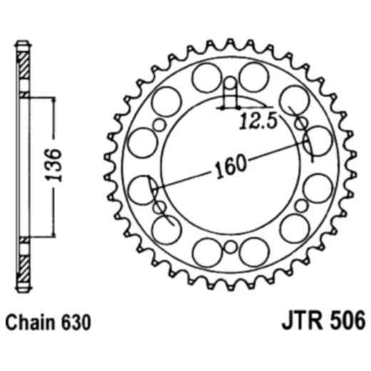 Kettenrad 40Z Teilung 630 Innendurchmesser 136 Lochkreis 160 passend für: Kawasaki GPZ