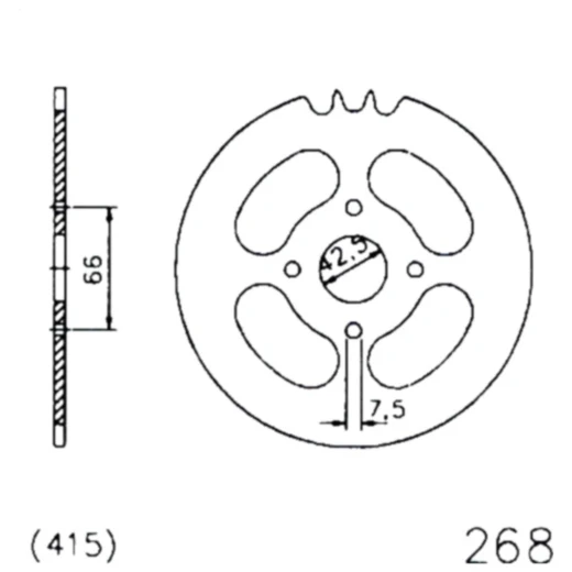 Kettenrad 40Z Teilung 415 schwarz Innendurchmesser 42. 5 Lochkreis 066 passend für: Hercules Prima, Optima, MX - 1