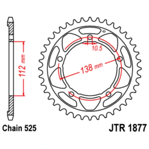 Kettenrad 41 Zähne 525 Teilung für Motorräder
