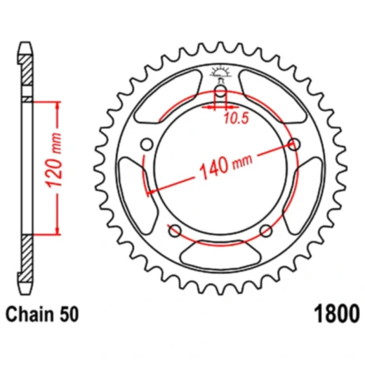 Kettenrad 40Z Teilung 530 Innendurchmesser 120 Lochkreis 140 passend für: Triumph Tiger, Sprint, Daytona