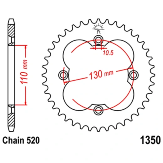 Kettenrad 38Z Teilung 520 Innendurchmesser 110 Lochkreis 130 passend für: Honda TRX