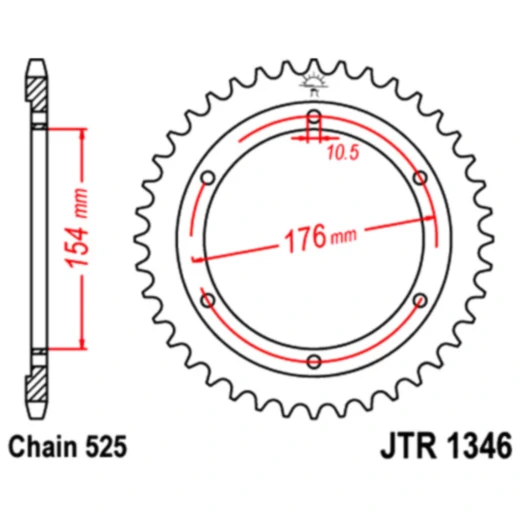 Kettenrad 43Z Teilung 525 Innendurchmesser 154 Lochkreis 176 passend für: Honda CB, VFR