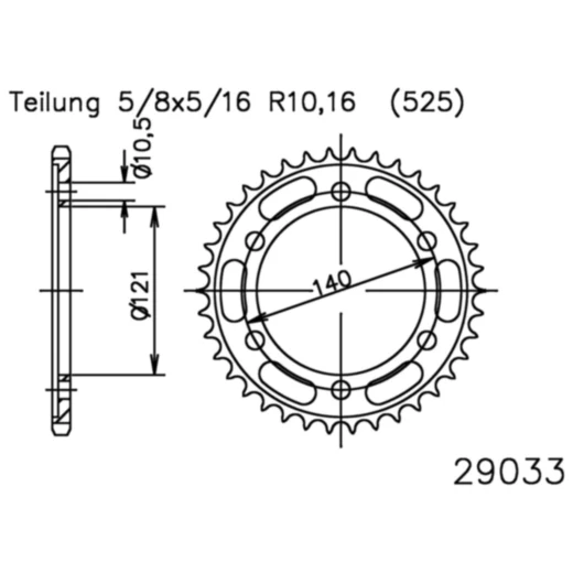 Kettenrad 45Z Teilung 525 schwarz Innendurchmesser 121 Lochkreis 140 passend für: Moto Morini Corsaro, Granpasso, Scrambler