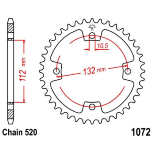 Kettenrad 36Z Teilung 520 Innendurchmesser 112 Lochkreis 132 passend für: Kymco Maxxer, MXU, KXR