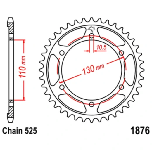 Kettenrad 43Z 525 Teilung für Motorräder