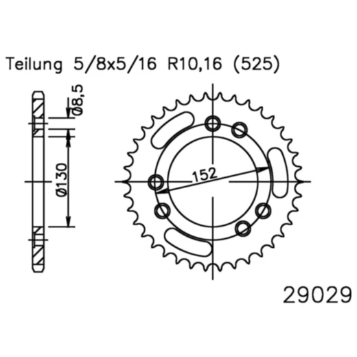 Kettenrad 41Z Teilung 525 schwarz Innendurchmesser 130 Lochkreis 152 passend für: Cagiva Navigator