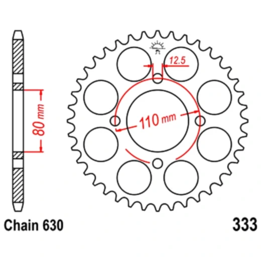 Kettenrad 38Z Teilung 630 Innendurchmesser 080 Lochkreis 110 passend für: Honda CB