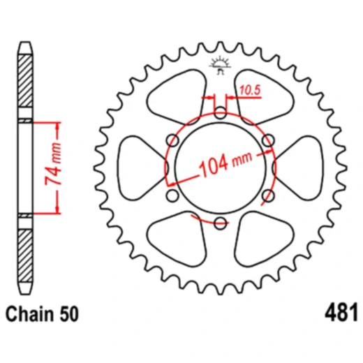 Kettenrad 45Z Teilung 530 Innendurchmesser 074 Lochkreis 104 passend für: Kawasaki Z