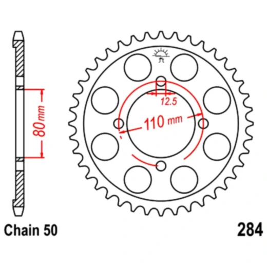 Kettenrad 37Z Teilung 530 Innendurchmesser 080 Lochkreis 110 passend für: Honda CB