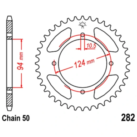 Kettenrad 37Z Teilung 530 Innendurchmesser 094 Lochkreis 124 passend für: Honda CB