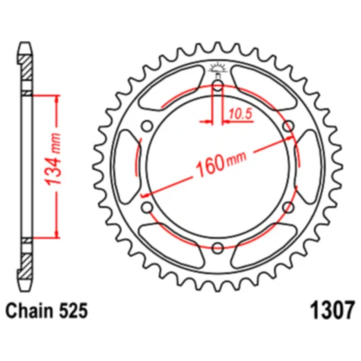 Kettenrad 43Z Teilung 525 Innendurchmesser 134 Lochkreis 160 passend für: Honda CBR