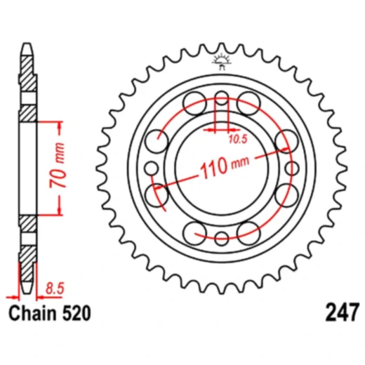 Kettenrad 35Z Teilung 520 Innendurchmesser 070 Lochkreis 110 passend für: Honda CB, CM