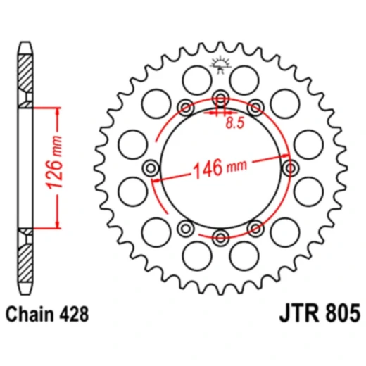 Kettenrad 50Z Teilung 428 Innendurchmesser 126 Lochkreis 146 passend für: Suzuki DR