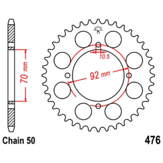 Kettenrad 45Z Teilung 530 Innendurchmesser 070 Lochkreis 092 passend für: Kawasaki Z, KH