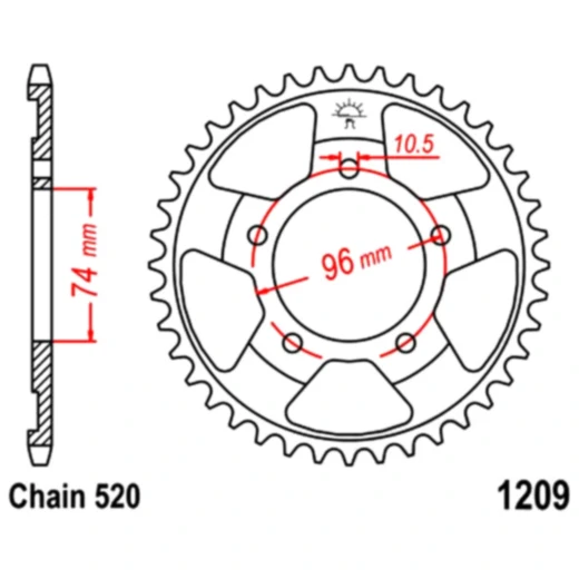 Kettenrad 41Z Teilung 520 Innendurchmesser 074 Lochkreis 096 passend für: Honda NSR
