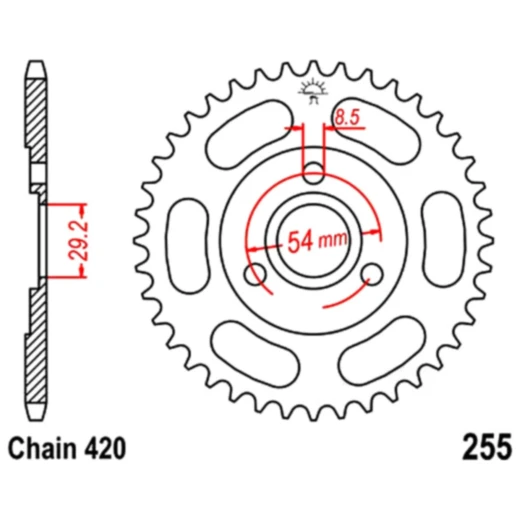 Kettenrad 40Z Teilung 420 Innendurchmesser 29. 2 Lochkreis 054 passend für: Honda Z