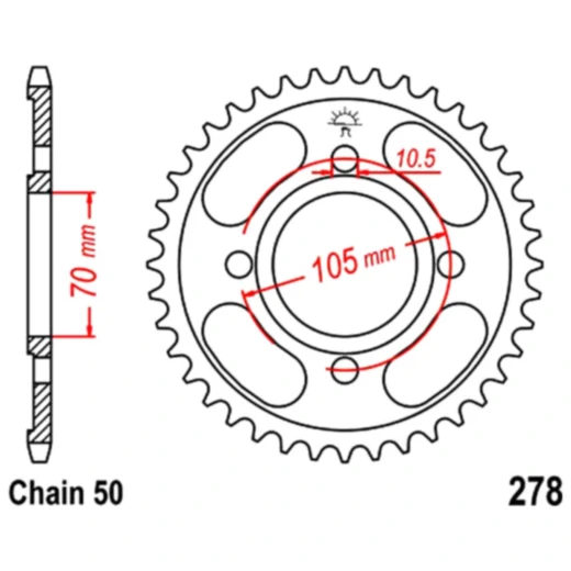 Kettenrad 34Z Teilung 530 Innendurchmesser 070 Lochkreis 105 passend für: Honda CB, CJ, CL