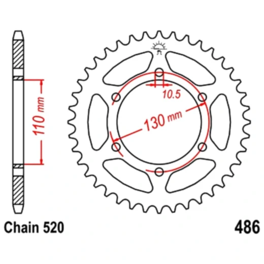Kettenrad 43Z Teilung 520 Innendurchmesser 110 Lochkreis 130 passend für: Kawasaki Ninja, GPZ, Z