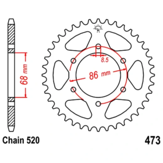 Kettenrad 37Z Teilung 520 Innendurchmesser 068 Lochkreis 086 passend für: Kawasaki Z