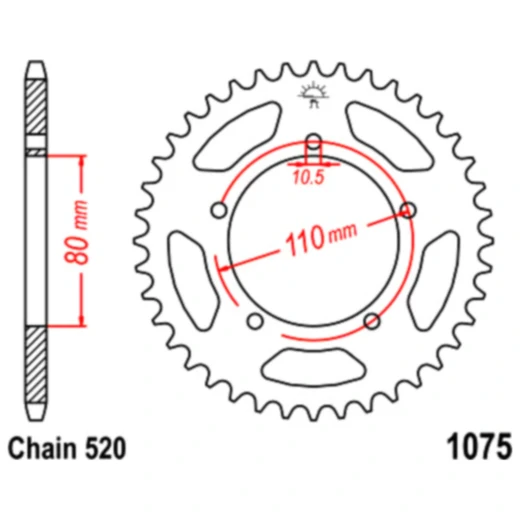 Kettenrad 36Z Teilung 520 Innendurchmesser 080 Lochkreis 110 passend für: Kymco Venox