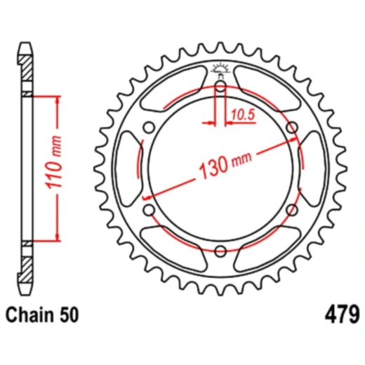 Kettenrad 38Z Teilung 530 Innendurchmesser 110 Lochkreis 130 passend für: MZ/MUZ 1000