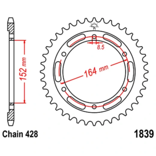 Kettenrad 56Z 428 für Motorräder