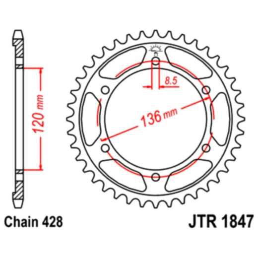 Kettenrad für verschiedene Motorräder 56Z Teilung 428_0