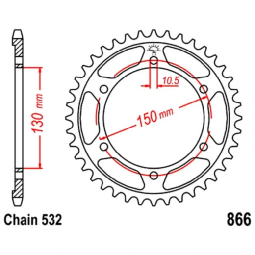 Kettenrad 38Z 532 Teilung für Motorräder
