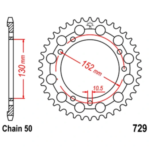 Kettenrad 46Z Teilung 530 Innendurchmesser 130 Lochkreis 152 passend für: Cagiva Elefant