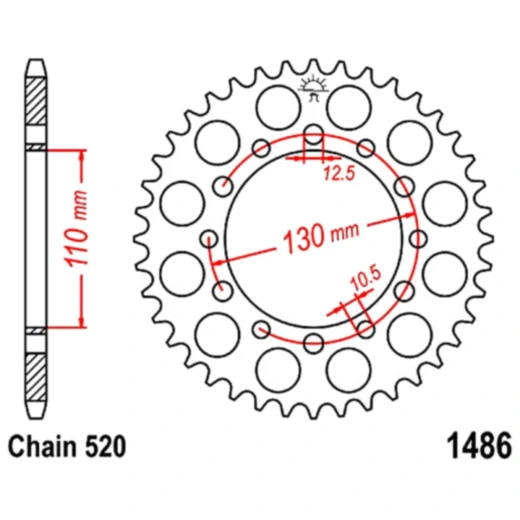 Kettenrad 40Z Teilung 520 Innendurchmesser 110 Lochkreis 130 passend für: Kawasaki EL