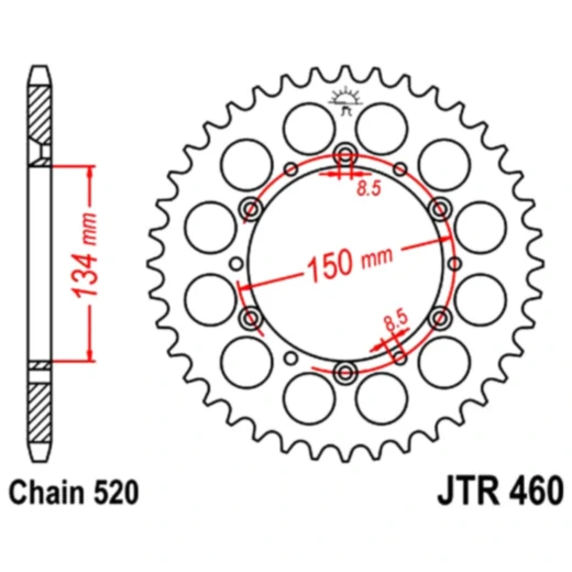 Kettenrad 53Z Teilung 520 Innendurchmesser 134 Lochkreis 150 passend für: Kawasaki KX, KLX, KDX
