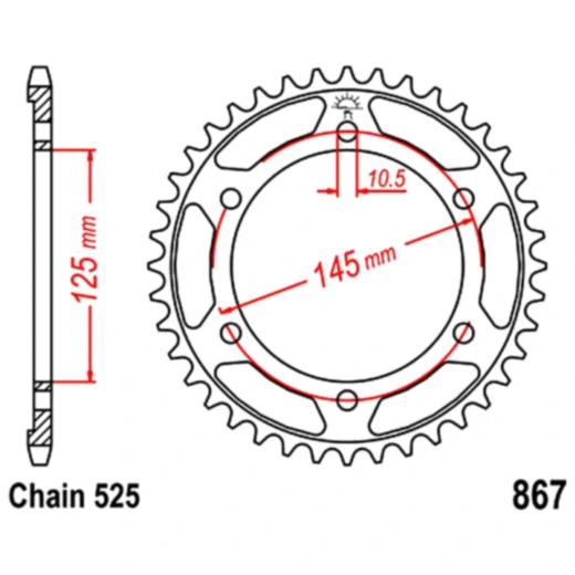 Kettenrad 43Z für Motorräder 525 Teilung