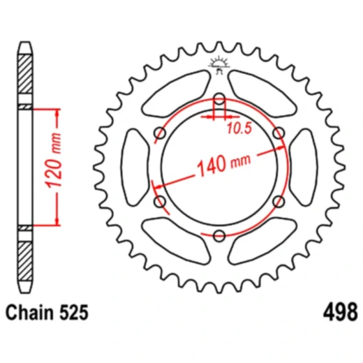 Kettenrad 46Z Teilung 525 Innendurchmesser 120 Lochkreis 140 pa