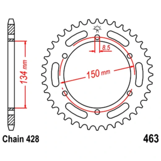 Kettenrad 48Z Teilung 428 Innendurchmesser 134 Lochkreis 150 passend für: Kawasaki KMX