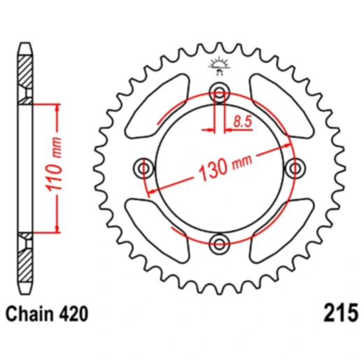 Kettenrad 49Z Teilung 420 Innendurchmesser 110 Lochkreis 130 pa