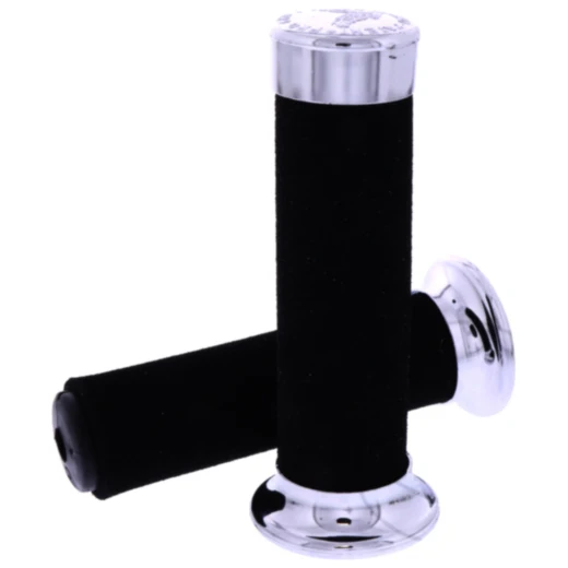 Griffgummi Schwarz/Chrom 22/25 mm geschlossen für Motorräder