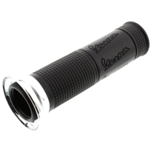 Griffgummi schwarz/chrom rechts Originalersatzteil Durchmesser 24 mm geschlossen. passend für: Vespa PX, N, V