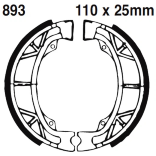 Bremsbacken ohne Feder EBC passend für: Aprilia SR, Scarabeo, Amico, Rex RS (450, 500, 900, 700, 400, 460, 250), Monza, Capriolo