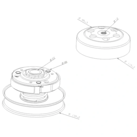 Wandlereinheit 107 mm 101 Octane passend für: Piaggio NRG, Zip,