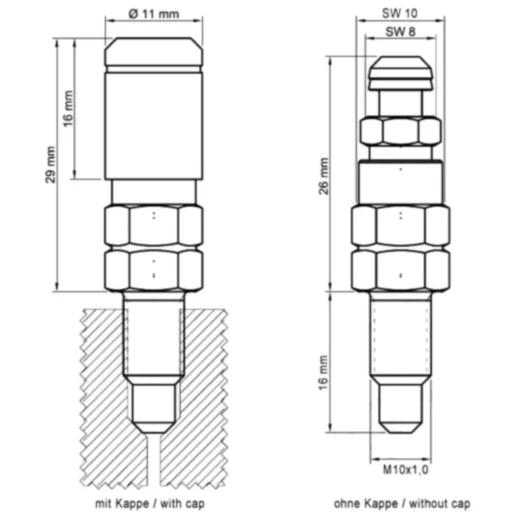 Entlüfterschraube mit Ventil M10X1 mm 16 mm passend für: BMW K,