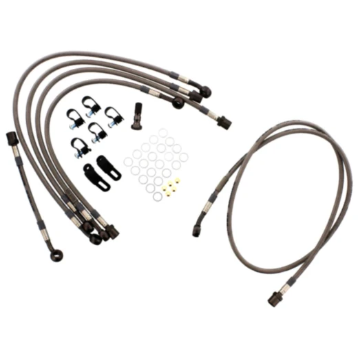 Bremsschlauch Stahlflex Kit Anschluss anthrazit 6 - teilig passend für: Honda CB 7570111