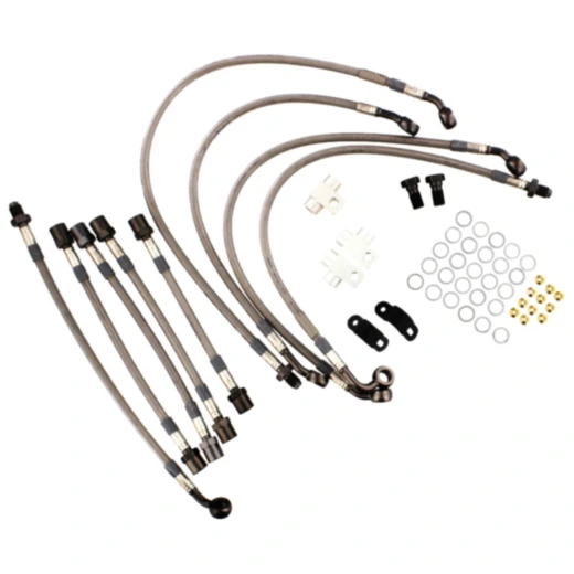 Bremsschlauch Stahlflex Kit Anschluss anthrazit 9 - teilig passend für: Kawasaki GTR