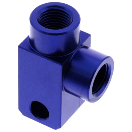 2-Wege Verteiler 90 Grad geschraubt TYP812 M10 x 1.00 blau