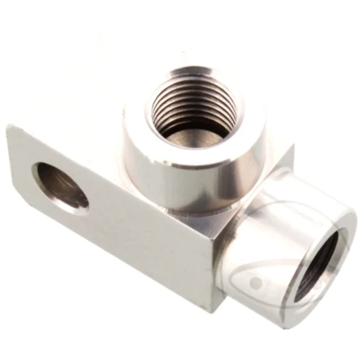 2-Wege Verteiler 90° geschraubt TYP832 3/8 UNF silber