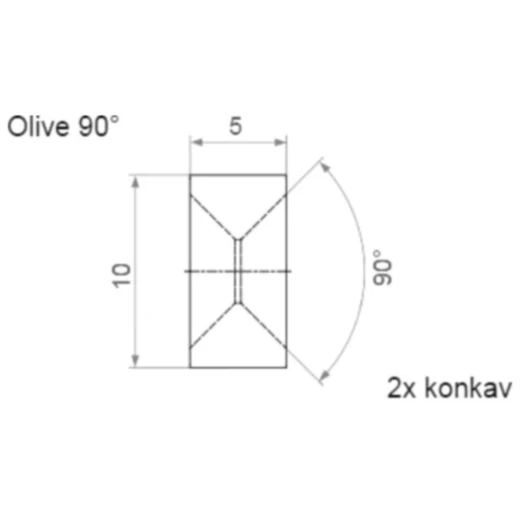 Oliven TYP010 2 x Konkav 90° Durchmesser 10mm
