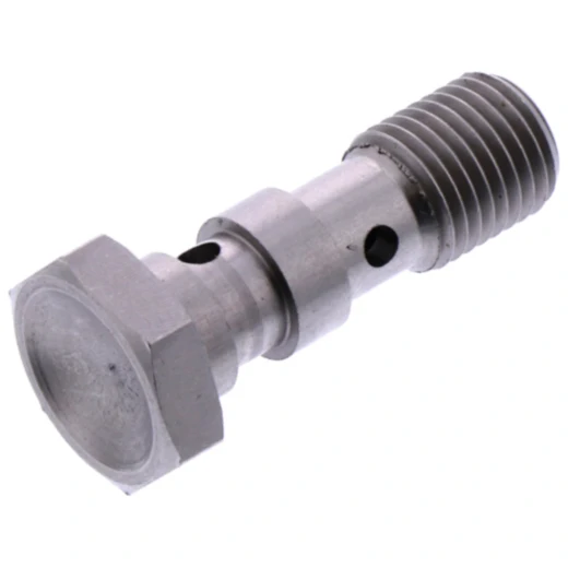 Hohlschraube doppelt 3/8-24 für Motorräder aus Edelstahl silber