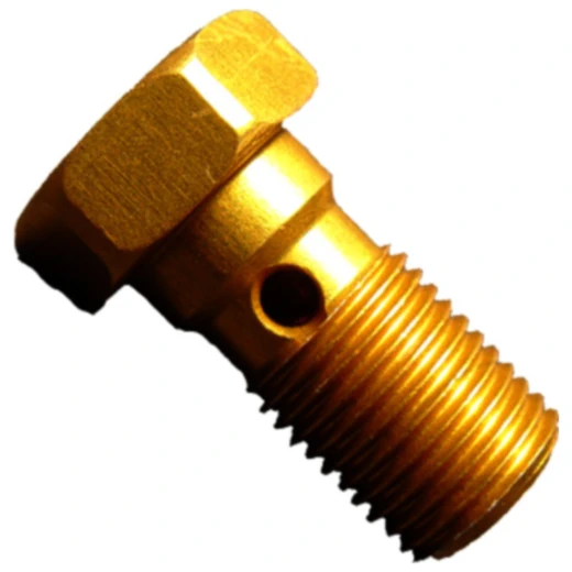 Hohlschraube einfach M10 x 1,00mm gold aus Aluminium